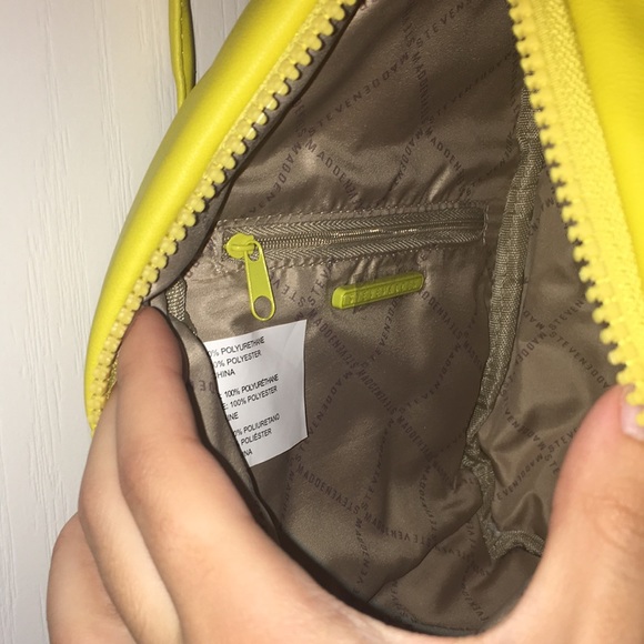 Steve Madden Yellow Puffy Leather Sling Backpack - Picture 15 of 17